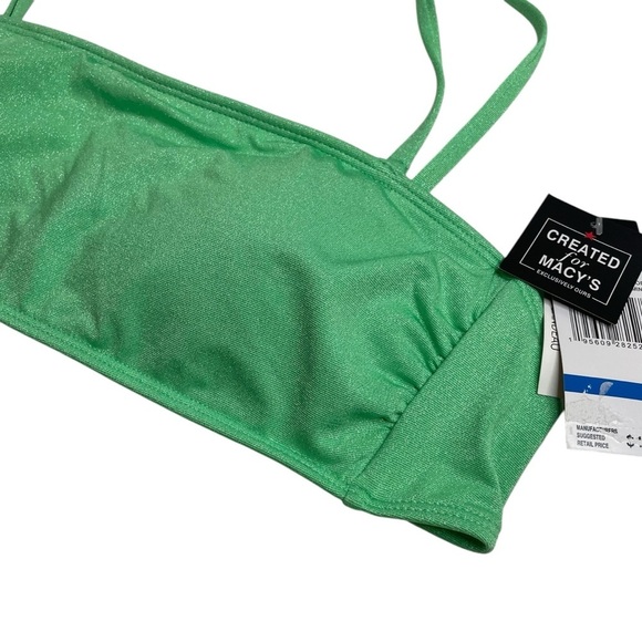 California Waves Metallic Shine Bandeau Bikini Top Mint Green Size XL New - Picture 2 of 5